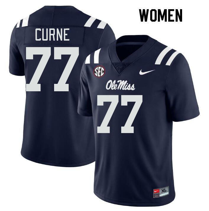 Women #77 Victor Curne Ole Miss Rebels College Football Jerseys Stitched Sale-Navy